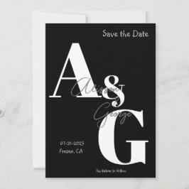 Moderne Initialen Zwart Wit Foto Save The Date
