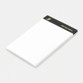 Moderne Initialen zwart-wit goud elegant eenvoudig Post-it® Notes (Schuin)