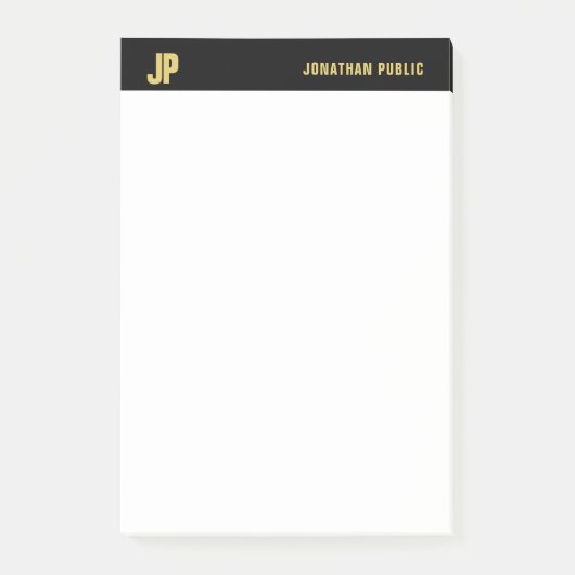 Moderne Initialen zwart-wit goud elegant eenvoudig Post-it® Notes (Voorkant)