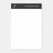 Moderne Initialen Zwart Wit Goud Elegant Eenvoudig Post-it® Notes (Voorkant)