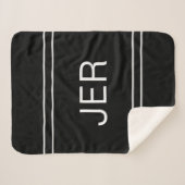 Moderne Initialen zwart-wit met monogrammen Sherpa Deken (Voorkant (horizontaal))