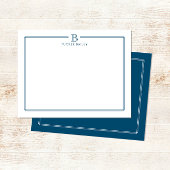 Moderne initiële donkerblauwe marinegrens briefpap notitiekaartje