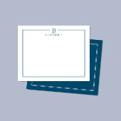 Moderne initiële donkerblauwe marinegrens briefpap notitiekaartje