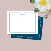 Moderne initiële donkerblauwe marinegrens briefpap notitiekaartje