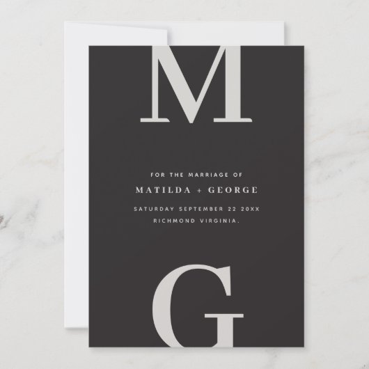 Moderne initiële grafische typografie foto bruilof save the date (Voorkant)