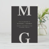 Moderne initiële grafische typografie foto bruilof save the date (Staand voorkant)