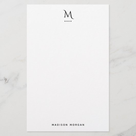 Moderne initiële letterpers Eenvoudig zwart Briefpapier (Voorkant)