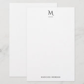 Moderne initiële letterpers Eenvoudig zwart Briefpapier (Voorkant / Achterkant)