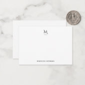 Moderne initiële letterpers Eenvoudig zwart Notitiekaartje (Voorkant / Achterkant in situ)