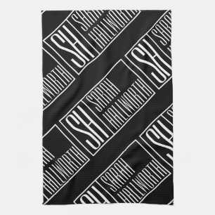 Moderne initiële letters met naam monogram patroon theedoek