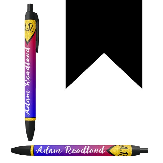 Moderne initiële monogramnaam, betaalbare luxe zwarte inkt pen
