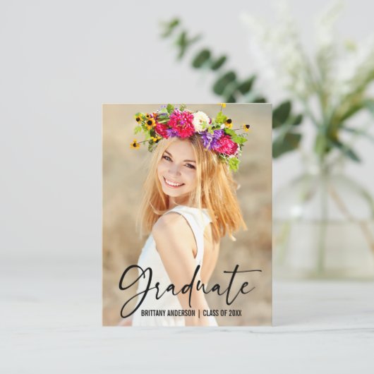 Moderne Ink Pen Kalligrafie Script Graduation Part Briefkaart (Staand voorkant)