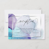 Moderne inkt aqua en paarse ontvangst uitnodiging (Voorkant)