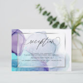 Moderne inkt aqua en paarse ontvangst uitnodiging (Staand voorkant)