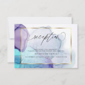 Moderne inkt aqua en paarse ontvangstuitnodiging kaart (Voorkant)