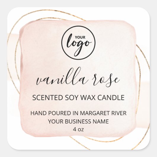 Moderne inkt Art Scented Soy Candle Labels (Voorkant)