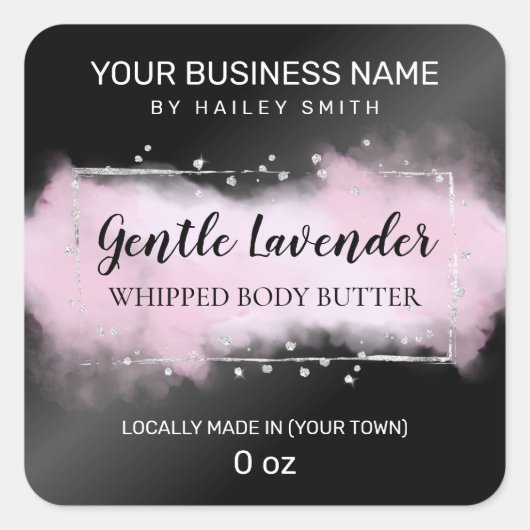 Moderne inkt, Paars en zwart, gevlekt Vierkante Sticker (Voorkant)