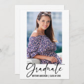 Moderne inkt Pen Calligraphy Script Afstuderen Aankondiging (Voorkant / Achterkant)