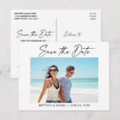 Moderne inkt pen kalligrafie Foto slaat de datum o Briefkaart (Voorkant / Achterkant)