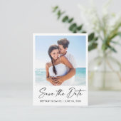 Moderne inkt pen kalligrafie sparen de Datum foto Briefkaart (Staand voorkant)