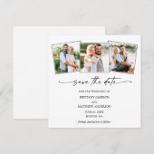 Moderne inkt Pen Script 3 Foto minimalistisch Save The Date (Voorkant / Achterkant)