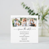 Moderne inkt Pen Script 3 Foto minimalistisch Save The Date (Staand voorkant)