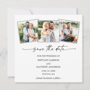 Moderne inkt Pen Script 3 Foto minimalistisch Save The Date