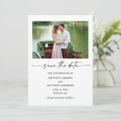Moderne inkt Pen Script Couple Photo minimalist Save The Date (Staand voorkant)