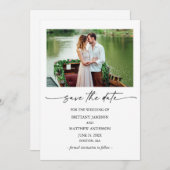 Moderne inkt Pen Script Couple Photo minimalist Save The Date (Voorkant / Achterkant)