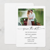 Moderne inkt Pen Script Couple Photo minimalist Save The Date (Voorkant / Achterkant)