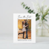 Moderne inkt Pen Script Photo Save the Date Briefkaart (Staand voorkant)