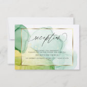 Moderne inkt Vibrant Greens and Golds Reception Kaart (Voorkant)