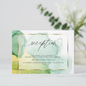 Moderne inkt Vibrant Greens and Golds Reception Kaart (Staand voorkant)