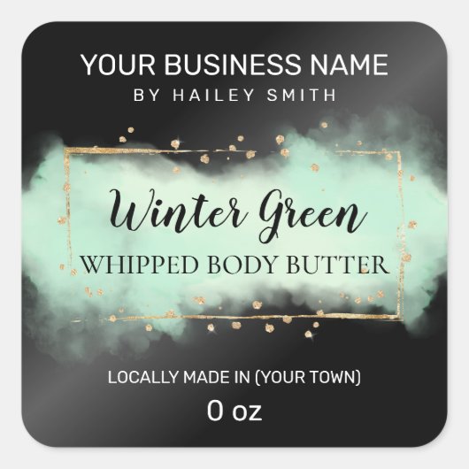 Moderne inktturquoise en zwarte buisje vierkante sticker (Voorkant)