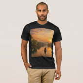Moderne inktwassen rivierlandschap t-shirt (Voorkant volledig)