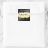 Moderne inktzwart en gele lip balm vierkante sticker (Tas)