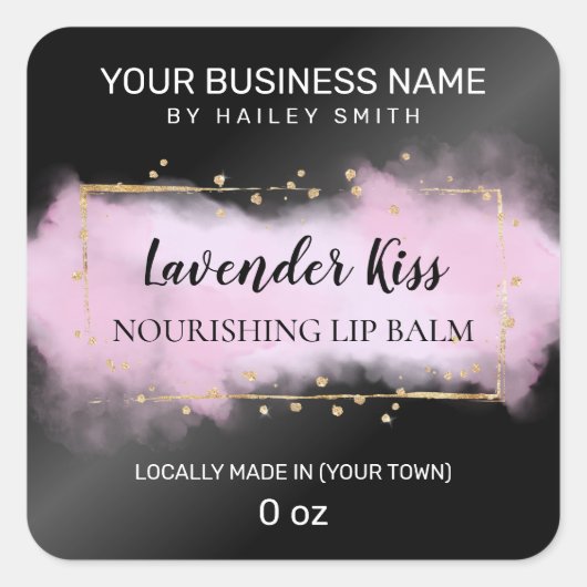 Moderne inktzwarte en Paarse goudvlek Vierkante Sticker (Voorkant)