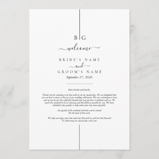 Moderne Inline Monogram Huwelijksroute Programmakaart (Voorkant)