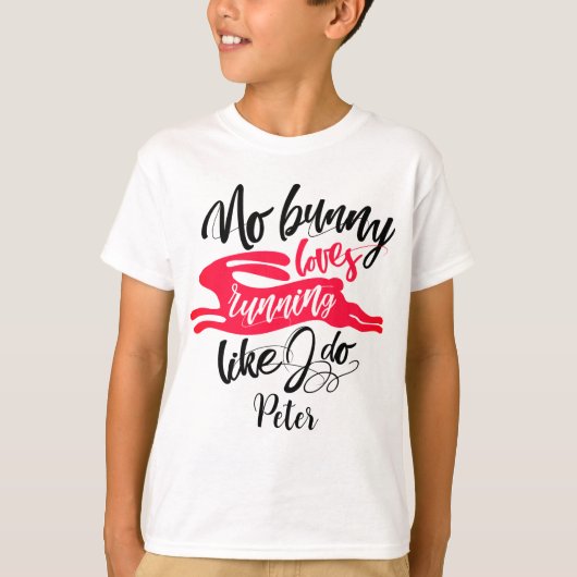 Moderne Inspirerende Rode Bunny Zwarte Script T-shirt (Voorkant)