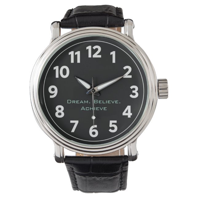 Moderne inspirerende wandklok horloge (Voorkant)