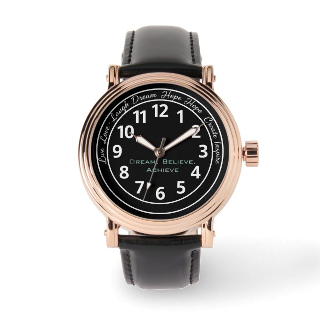 Moderne inspirerende wandklok horloge (Voorkant)
