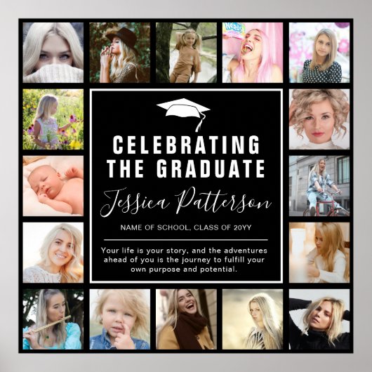 Moderne insta Afbeelding Collage Graduation Party Poster (Voorkant)