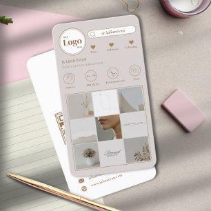 Moderne Instagram Fotocollage Beige Visitekaartje