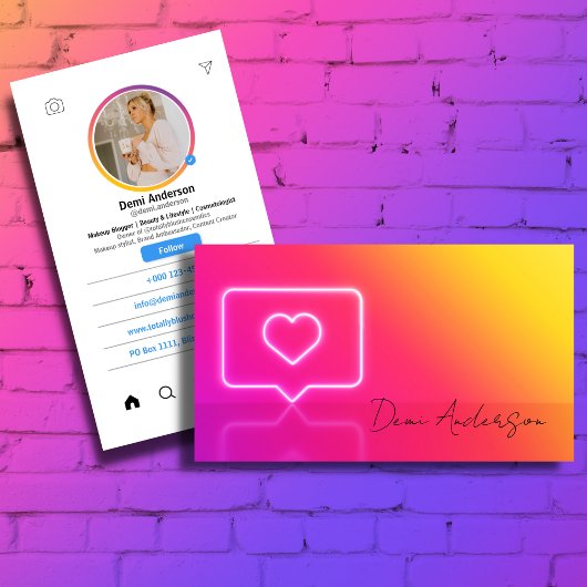 Moderne instagram Influencer-Visitekaartjes Visitekaartje