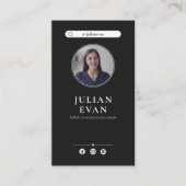 Moderne Instagram Professionele zwarte foto Visitekaartje (Voorkant)