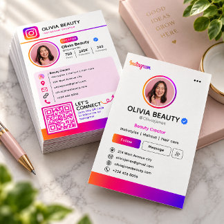 Moderne Instagram-profielstijl met QR-code Visitekaartje