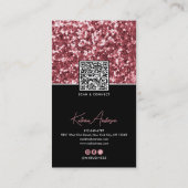 Moderne Instagram QR-code & Socials Roze Glittersc Visitekaartje (Achterkant)