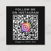 Moderne Instagram QR-code Zwart Foto Vierkante Visitekaartje (Achterkant)