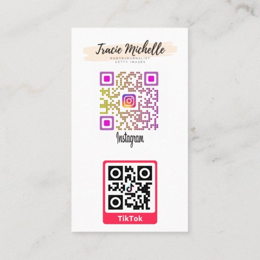 Moderne instagram TikTok QR-code Contactkaartje (Achterkant)