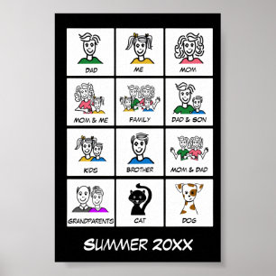 Moderne instant Photo Family Collage   Zwart Poster